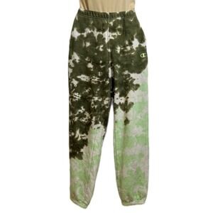 Champion Women's Unity Dye Classic Fleece Joggers in a green tie-dye pattern.